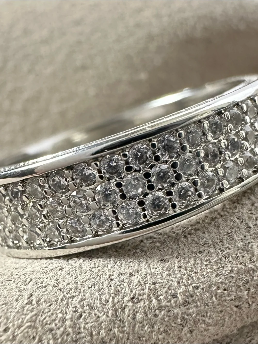 David Yurman Sterling Silver Three Row Diamond Pave Streamline Ring Size 8